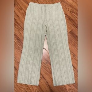 Vtg Vanity Fair Striped Linen Light Mint Green Wide Leg Trouser Pants Size 14